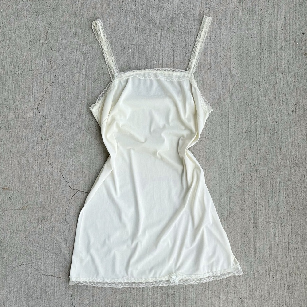 vintage ivory and mint satin slip